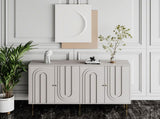 Modern Gray Lacquered 4 Door Wooden Cabinet Sideboard Buffet Server Cabinet Storage Cabinet, for W1435133312
