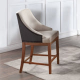 Traditional Luxury Upholstered Counter Height Chairs Set of 2 Sloped Arms Nailhead Trim Stylish B2741P345932