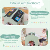3 Pieces Wooden Kids Table and Chair Set - Inclined Chalkboards Ergonomic 70905908
