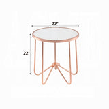 Rose Gold Finish End Round Frosted Glass Top Modern Living Room Furniture 1pc Classy Side B2741P332648