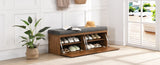 ZNTS 49" Storage Bench Storage Cabinet Storage Ottoman with Adjustable Shelves, Padded Seat Cushion and N719P189586E