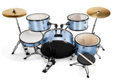 Full Size Adult Drum Set 5-Piece Blue with Bass Drum, two Tom Drum, Snare Drum, Floor Tom, 16" Ride 08283789