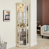 Lighted Corner Curio Cabinet - Display Case for Living Room, Antique Collectibles, Wine & Bar Glass W1758P294619
