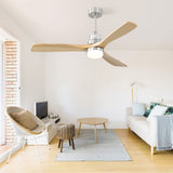 52 Inch Ceiling Fan With Dimmable Led Light 6 Speed Remote 3 Wood Blade Reversible DC Motor For W882P212627