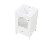 ZNTS 20" Bathroom Vanity with Sink, Bathroom Cabinet with Soft Closing Glass Door, A Drawer, White 41215746