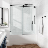 60*79"Fixed & Sliding Shower Door, Round Tube Hardware, Clear Glass Shower Door, 3/8 SGCC T3177P320604