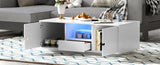 U-Can Modern High Glossy Rectangle Coffee Table, Stylish Center Table with Storage Space, Accent N724P294656K