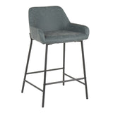 Daniella Industrial Counter Stool in Black Metal and Green Faux Leather by LumiSource - Set of 2 B202P221716