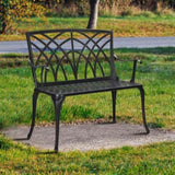 ZNTS 38in Outdoor Orchid Back Aluminum Bench Black 43199570