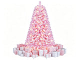 6 FT Pre-Lit Flocked Pink Christmas Tree with 8 Lighting Modes Warm White LED Lights, Hinged 79348365