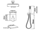 Rain Shower System Matte Black Tub Shower Faucet Set 10 Inch Square Rainfall Shower Head with 59125880