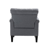 ZNTS Mid-Century Modern Accent, Linen Armchair w/Tufted Back/Wood Legs, Upholstered Lounge Arm W133354606