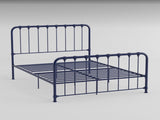Metal Bed Blue Finish Full Platform Bed 1pc, Bed in a Box B011P265591