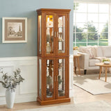 Curio Cabinet Lighted Curio Diapaly Cabinet with Adjustable Shelves and Mirrored Back Panel, W1693P154580
