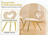 Set of 2 Unique Heart Bubble Tufted Accent Chair, Plush Velvet Chair with Shiny Gold Metal Frame, W3875P446139