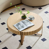 Modern Handcraft Drum Coffee Table 31.5 inch Round Coffee Table for Living Room,Small Coffee Table W2582P167668