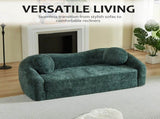 86-inch Curved Convertible Sofa Recliner, 2-in-1 Frameless Folding Sofa Bed with Pull-Out Base and W3505P452833