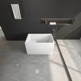 43" Acrylic Freestanding Bathtub with seat Spacious rectangle Shape, Gloss White Finish, Chrome W1675P225124