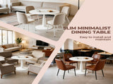 Round Tulip Dining Table for 2-4 Persons, 42. Inch Kitchen Table with Sturdy Golden Metal Pedestal W3766P456439