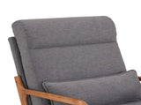 High Back Solid Wood Armrest Backrest Iron Frame Linen Indoor Leisure Chair Dark 26834411
