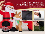 6.3FT Lighted Christmas Inflatable Decoration, Inflatable Santa and Reindeer, Funny Blow Up Yard 12549040