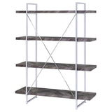 Rustic Grey Herringbone Bookcase with Full-Length Shelf B062P153825