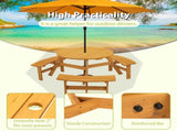 6-Person Circular Outdoor Wooden Picnic Table for Patio, Backyard, Garden, DIY w/ 3 Built-in W1422122467
