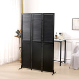 ZNTS 3 Panel Room Divider 6Ft Wood Folding Privacy Screen Black Room Separator Free Standing Wall W1757122143