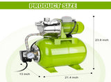 1HP Shallow Well Pump With Pressure Tank, 115v Stainless Steel Garden Irrigation Pump, Pressure W3131P569131