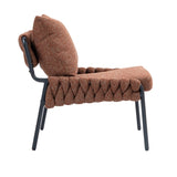 Modern Accent Lounge Chair with Braided Upholstery and Metal Frame, Comfortable Armchair for Living W2215P256511