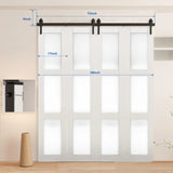 72" Bi-Folding Sliding Barn Door Hardware Kit for 4 Doors,Smoothly&Quietly,Black Track J Shape 79460627