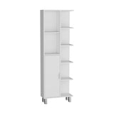 Crovie Linen 63-inch High Bathroom Cabinet Linen Storage Cabinet with Seven Open Shelves B200P173184