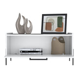 Shan 15"High Minimalistic Coffe Table with Pull Down Cabinet and Open Shelf White B200P253722