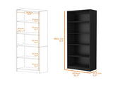 Black 5-Shelf Bookcase B062P175149