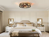 20 Inch Caged Flush Mount Ceiling Fan with Lights, Industrial Enclosed Metal Cage Fan, 6Speed W3816P585911