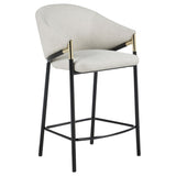 Beige and Glossy Black Sloped Arm Counter Height Stools B062P170015