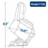 23" Seat Width and High Back Large Size Beige Chenille Power Lift Recliner Chair with 8-Point W1803P236297