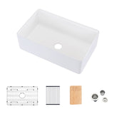 Fireclay 30" L X 20" W Workstation Farmhouse Kitchen Sink With Accessories W122567036