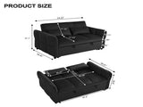 3-in-1 Pull Out Couch Bed with Reclining Backrest and Pillows Velvet material. suitable for living W2941P370580