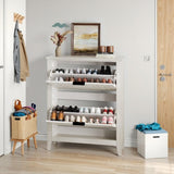 31.5 Inch Retro White Shoe Storage, Mid-Century Vintage Freestanding Shoe, Shoe W1706P311100