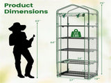 White 5-Tier Mini Greenhouse with PE Grid Cover, Tool-Free Assembly Portable Grow Tent for Indoor 08901361