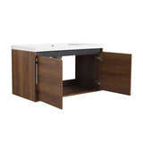 LEVISTAR Brown 36 Inch Bathroom Vanity with resin Countertop Sink, 2 Doors Bathroom Cabinet Set W1972P165047