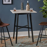 Modern Bar Height 42" Dining Table, Rubberwood Legs and Laminate Table Top, Gray Finish, Black 65503.00CEM