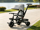 Gray 5 in 1 Foldable Toddler Trike Travel-Friendly with Storage, Reversible Seat, Safety Harness 42686749
