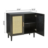 ZNTS Side panel buffet cabinet with natural rattan door, rattan storage cabinet with adjustable shelves, 40998531