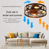 (Amazon No Listing)Caged Ceiling Fans with Lights Black, 20 inch Flush Mount Ceiling Fan Light, W1340103794