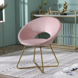 ZNTS Slatina Pink Silky Velvet Upholstered Accent Chair with Gold Tone Finished Base T2574P164522