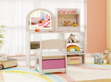 2-in-1 Kids Vanity & Writing Desk Set - LED Lighted Shatterproof Mirror , White 55578878