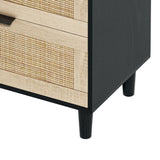 51" Rattan Dresser for Bedroom, 6 Drawer Dresser, Clothes Storage Cabinet for Bedroom, Metal W757P209508