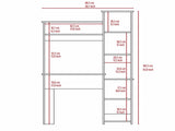 Light Grey 6-Shelf Writing Desk with Built-in Bookcase B06280291